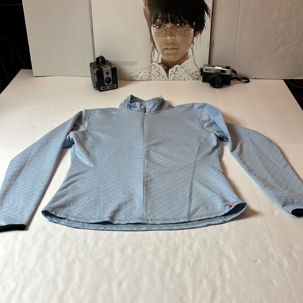 Alpine Design Textured Quarter Zip Pullover Women’s Medium Blue Golf Y2K